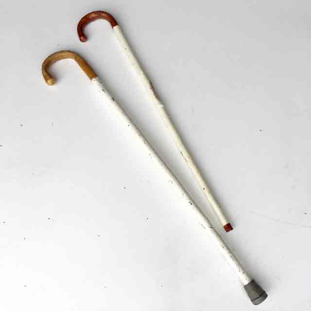 WALKING STICK, White w Natural Handle